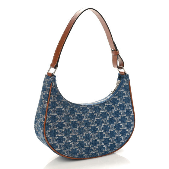 CELINE 
Denim Triomphe Ava Shoulder Bag Blue