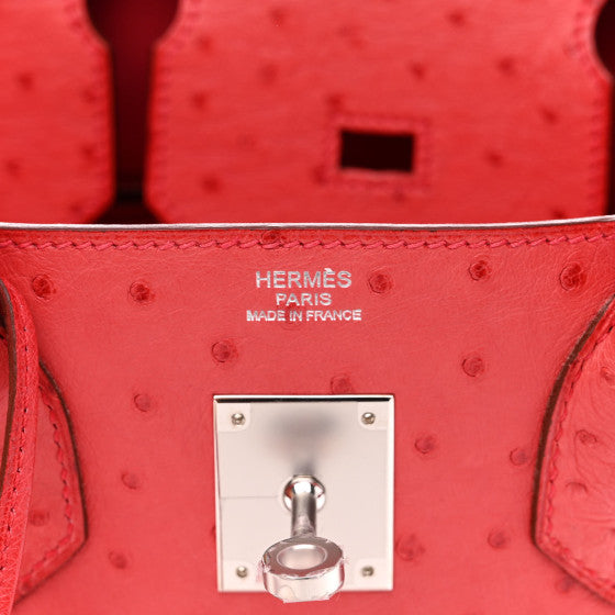 HERMES 
Ostrich Birkin 30 Bougainvillea