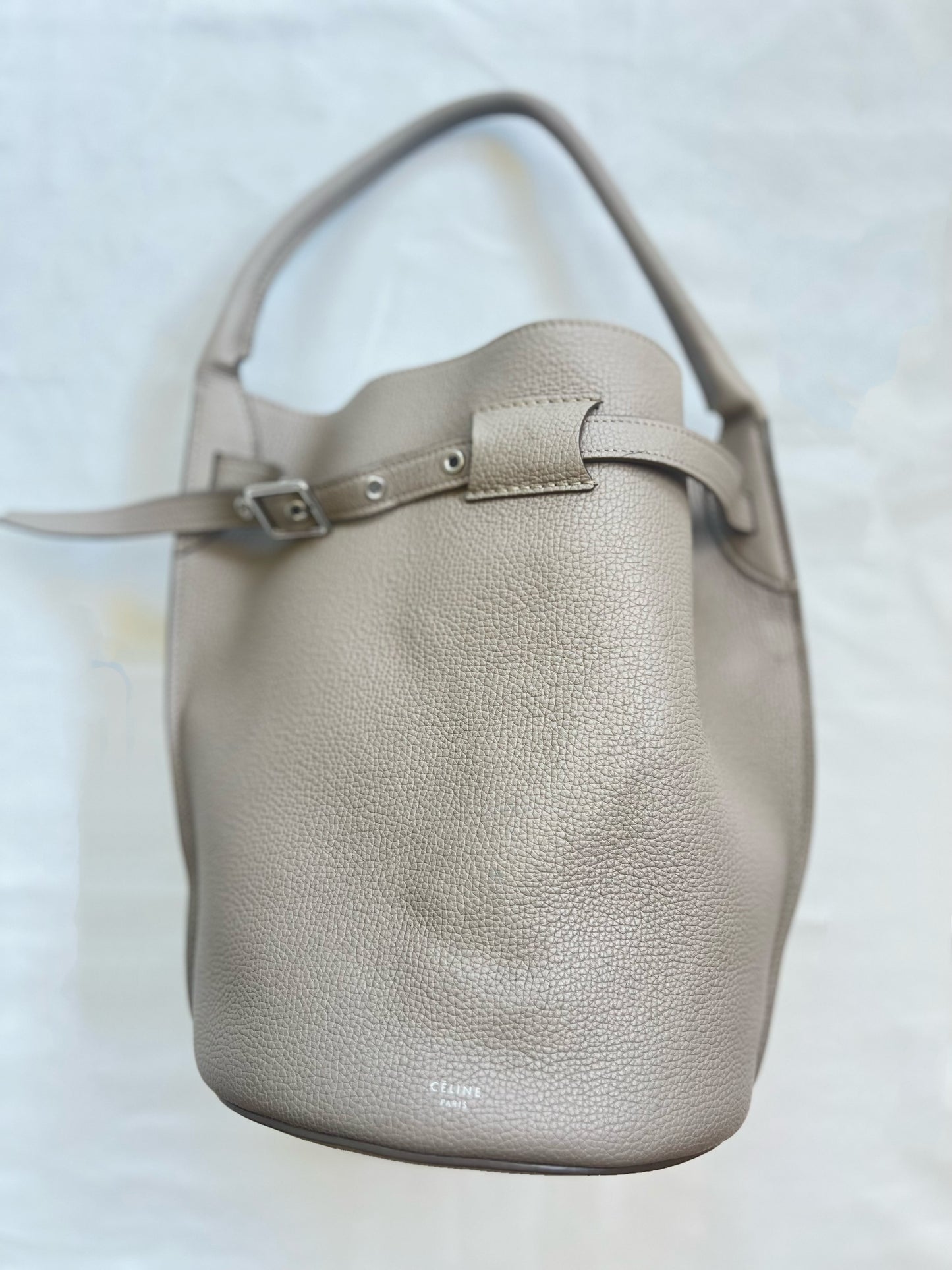 CELINE 
Supple Grained Calfskin Big Bag Bucket Grey