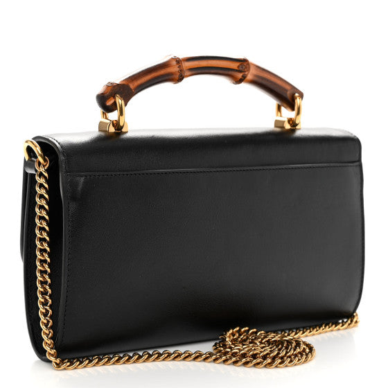 GUCCI 
Wonka Grain Calfskin Mini Diana Bamboo Top Handle Shoulder Bag Black