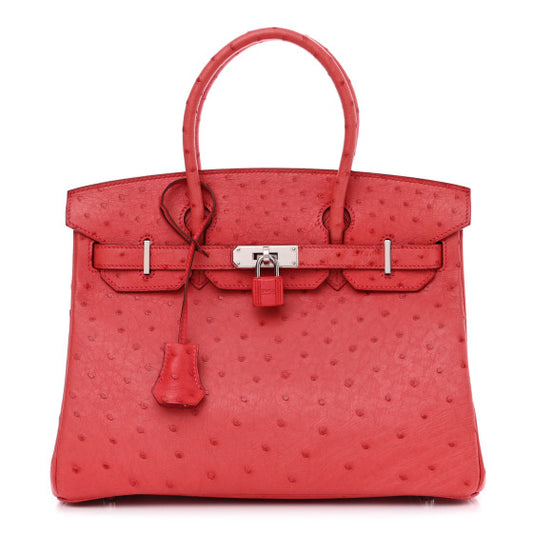 HERMES 
Ostrich Birkin 30 Bougainvillea