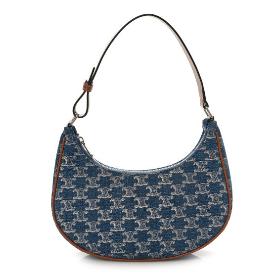 CELINE 
Denim Triomphe Ava Shoulder Bag Blue