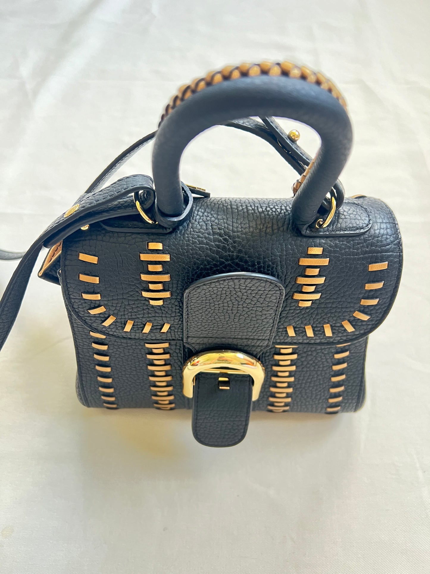 DELVAUX

Brillant mini Crispy Tribal Stitch Noir Leather Handbag