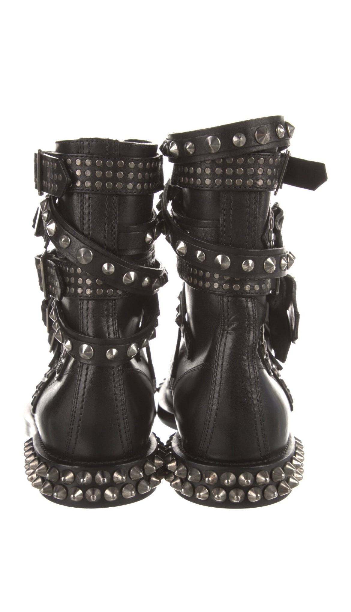 Saint Laurent Leather Ankle Combat Boots， Black