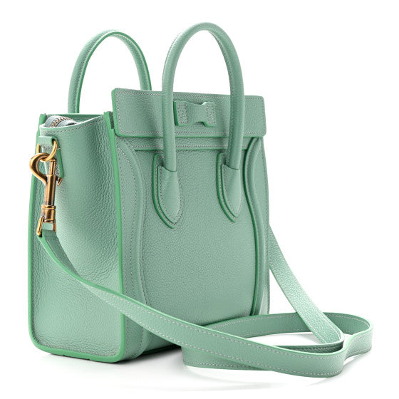 CELINE 
Drummed Calfskin Nano Luggage Ice Mint