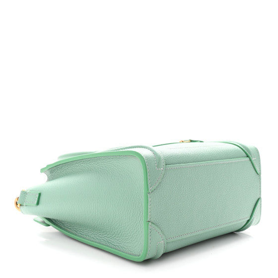 CELINE 
Drummed Calfskin Nano Luggage Ice Mint