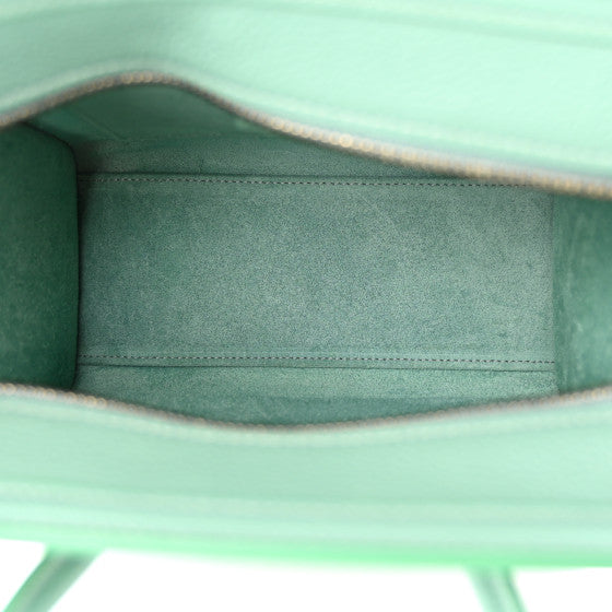 CELINE 
Drummed Calfskin Nano Luggage Ice Mint