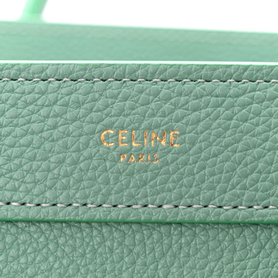 CELINE 
Drummed Calfskin Nano Luggage Ice Mint