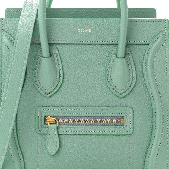 CELINE 
Drummed Calfskin Nano Luggage Ice Mint